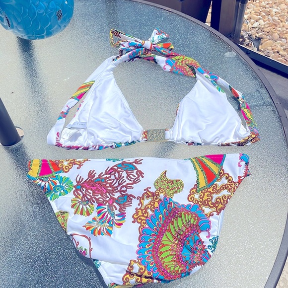 TRINA TURK Vibrant multicolor gold details bikini set -SZ 10 - Picture 7 of 11